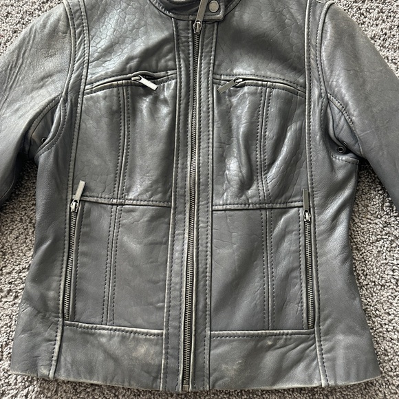Grey Leather Jacket - Picture 4 of 4